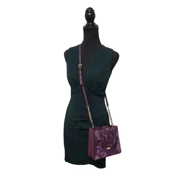 Michael Kors Bridgette Messenger Bag with Paisley Print Plum Purple - Picture 2 of 11
